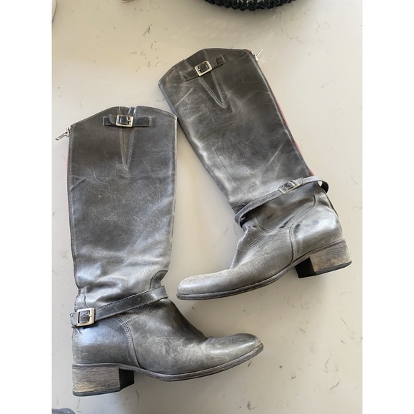 Charles David Shoes - CHARLES DAVID Gray Leather Back Zip Knee High Boots 8.5